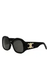 Celine Maxi Triomphe Round Sunglasses, 54mm In Black