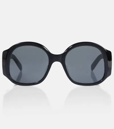 Celine Maxi Triomphe Round Sunglasses In Black