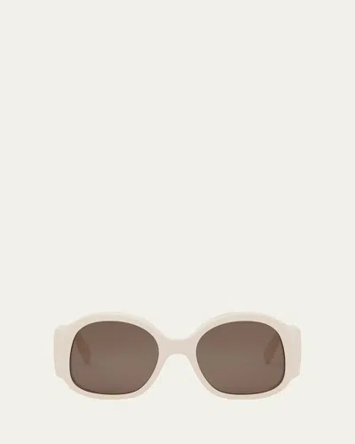 Celine Maxi Triomphe Round Sunglasses In Ivory Brown