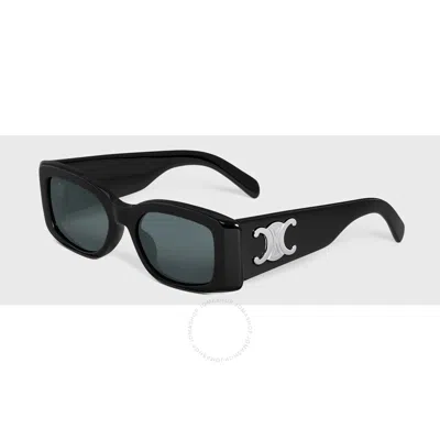 Celine Maxi Triomphe Smoke Rectangular Ladies Sunglasses Cl40305u 01a 54 In Black