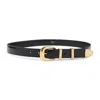 Celine Adjustable Medium Width Belt With Gold Buckle In Black