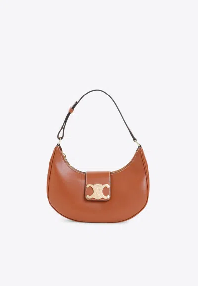 Celine Medium Ava Triomphe Calf Leather Shoulder Bag In Orange