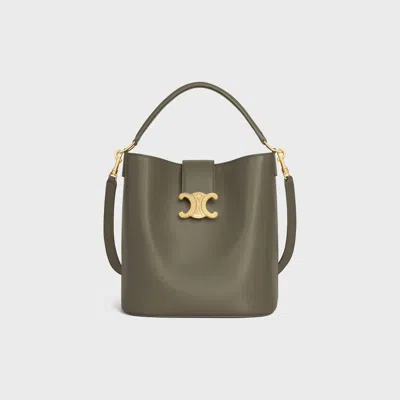 Celine Medium Bucket Louise In Smooth Calfskin In Green