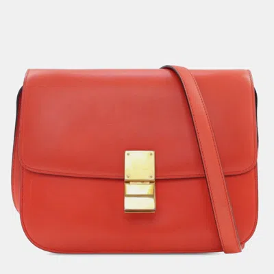 Pre-owned Celine Medium Calfskin Classic Box In Orange