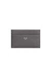 Celine Medium Card Holder In Grained Calfskin In Gray