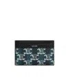 Celine Medium Card Holder In Striped Triomphe Canvas And Calfskin In Blue