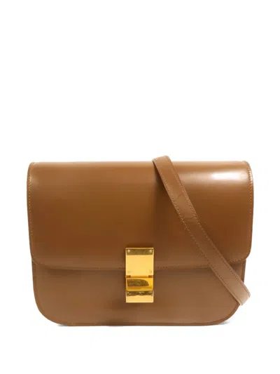 Pre-owned Celine Medium Classic Box Calfskin Shoulder Bag In Brown