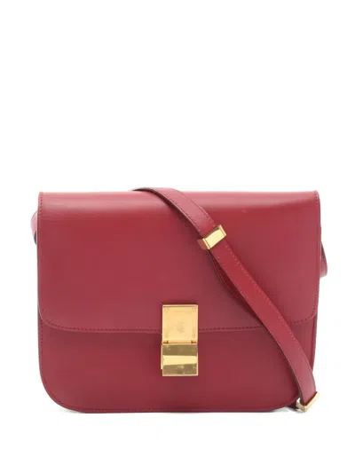 Pre-owned Celine Medium Classic Box Leather Cross Body Bag In Red