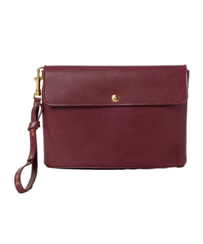 Celine Medium Flap Clutch In Burgundy