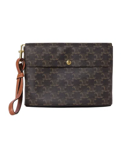 Celine Medium Flap Clutch In Tan