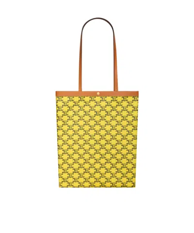 Celine Medium Flat Shopper In Triomphe Canvas In Multi