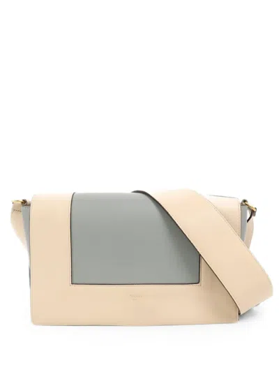 Pre-owned Celine Medium Frame Leather Shoulder Bag In Neutral