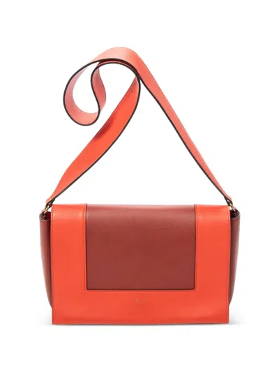 Pre-owned Celine Medium Frame Leather Shoulder Bag In Orange