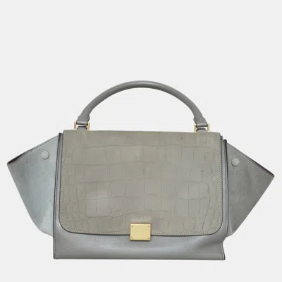 Pre-owned Celine Medium Grey Leather Trapeze Bag In Gray