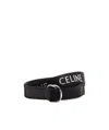 Celine Medium Jacquard Leather Double Ring Belt In Black