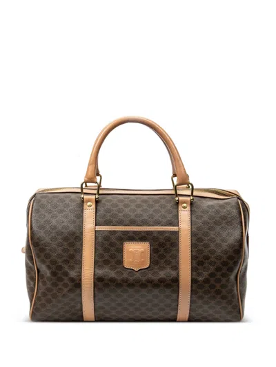 Pre-owned Celine Medium Leather-trim Tote Bag In Brown