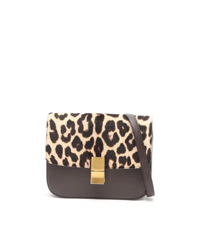 Celine Céline Medium Leopard Pony Hair Box Bag In Brown