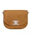 Celine Medium Logo Shoulder Bag In Brown