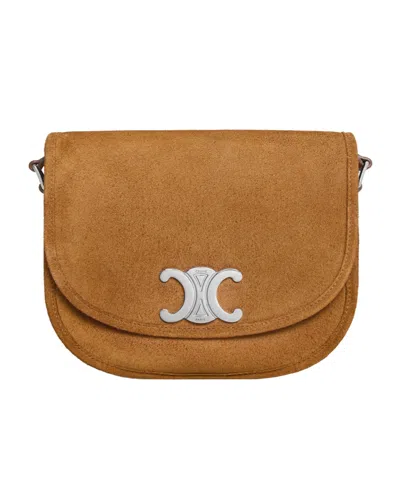Celine Medium Logo Shoulder Bag In Brown