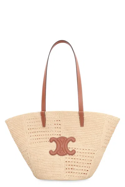 Celine Medium Logo Tote In Brown