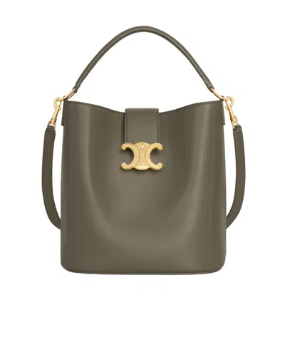 Celine Medium Louise Bucket Bag In Green