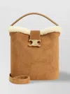 Celine Medium Louise Bucket Bag With Shearling Trim