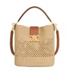 Celine Medium Louise Bucket In Raffia And Calfskin