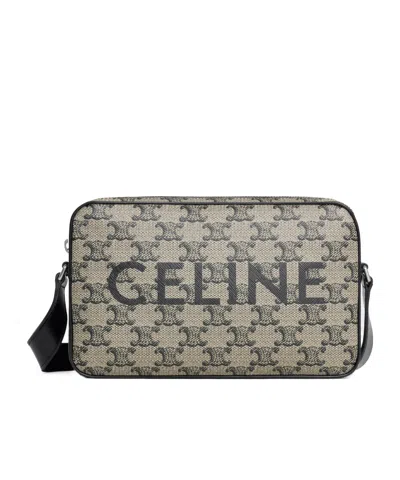 Celine Medium Printed Mailman Bag In Gray