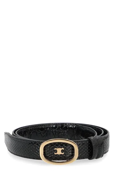 Celine Medium Reversible Belt  Alix In Leather In Black