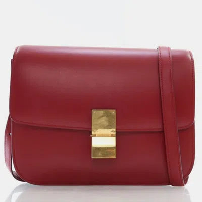Pre-owned Celine Medium Smooth Calfskin Box Bag In Red