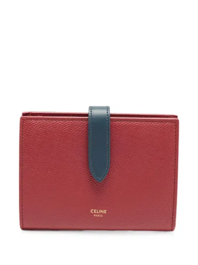 Pre-owned Celine Medium Strap Multifunction Wallet In Red