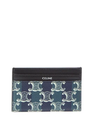 Celine Medium Striped Triomphe Canvas & Leather Card Holder In Multi