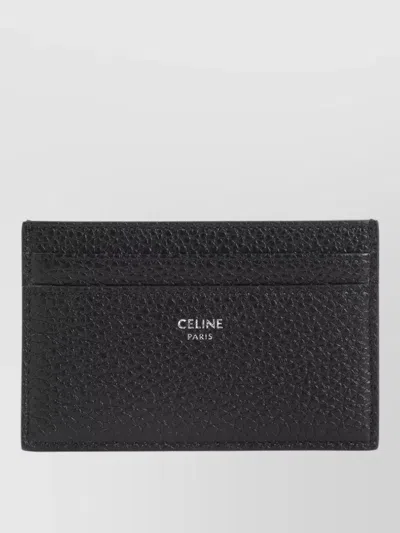 Celine Medium Textured Card Holder Accessory In Black