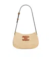 Celine Medium Tilly Bag In Raffia And Calfskin In Natural/tan