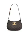 Celine Medium Tilly Bag In Triomphe Canvas And Calfskin In Brown