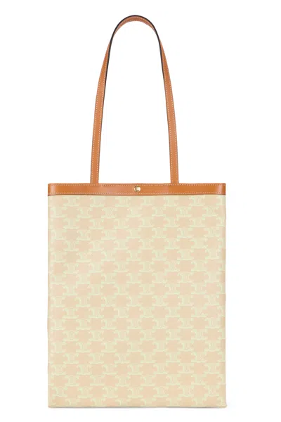 Celine Medium Tote Handbag In Triomphe Canvas In Brown