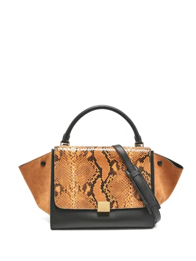 Pre-owned Celine Trapeze Suede Tote Bag In Orange