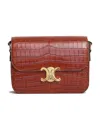 Celine Medium Triomphe Bag In Crocodile In Tan