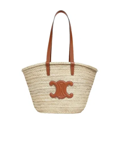 Celine Medium Triomphe Basket Bag In Brown