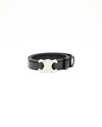 Celine Céline Medium Triomphe Belt In Taurillon Leather Size 90