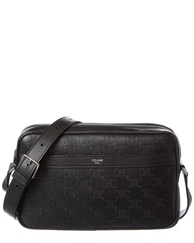 Celine Medium Triomphe Leather Crossbody In Black