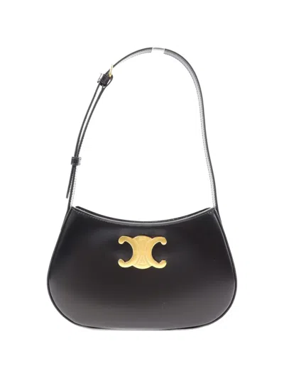 Pre-owned Celine Medium Triomphe Tilly Shoulder Bag In Black