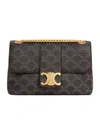 Celine Medium Tilly Bag In Triomphe Canvas And Calfskin In Black