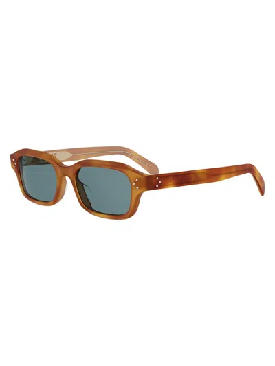 Celine Men's 3 Dots 52mm Rectangular Sunglasses In Blonde Havana Blue
