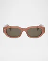 Celine Men's 3 Dots Acetate Rectangle Sunglasses In Orangeother Brown