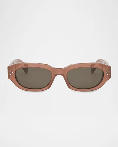 Celine Men's 3 Dots Acetate Rectangle Sunglasses In Brown