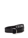 Celine Medium Jacquard Leather Double Ring Belt In Black