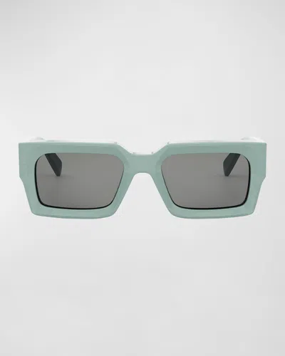 Celine Men & Apos;s 3-dot Acetate Rectangle Sunglasses In Green