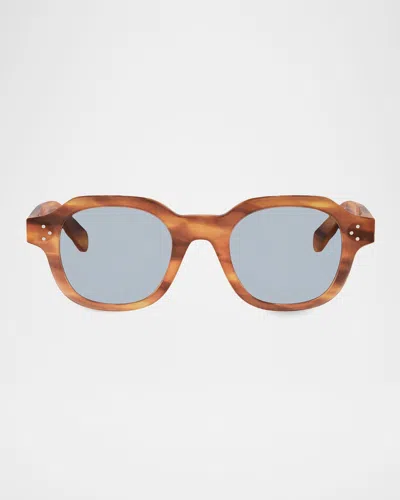 Celine Men & Apos;s  3 Dots Acetate Round Sunglasses In Havana Blue