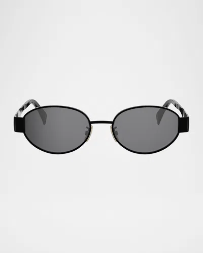 Celine Men & Apos;s Triomphe Metal Oval Sunglasses In Black